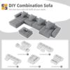 Modern Oversized Modular Sectional Sofa, Sparkling Chenille Fabric Soft Cushion Sofa With 8 Pillows, 8 Pieces Diy Combination Tufted Sofa, No Assembly Required - Gray - Image 16