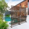 Outdoor & Indoor Metal Privacy Screen Freestanding Decorative Privacy Screen, Privacy Fence Panels For Deck Balcony Patio Garden - Brown - Image 2