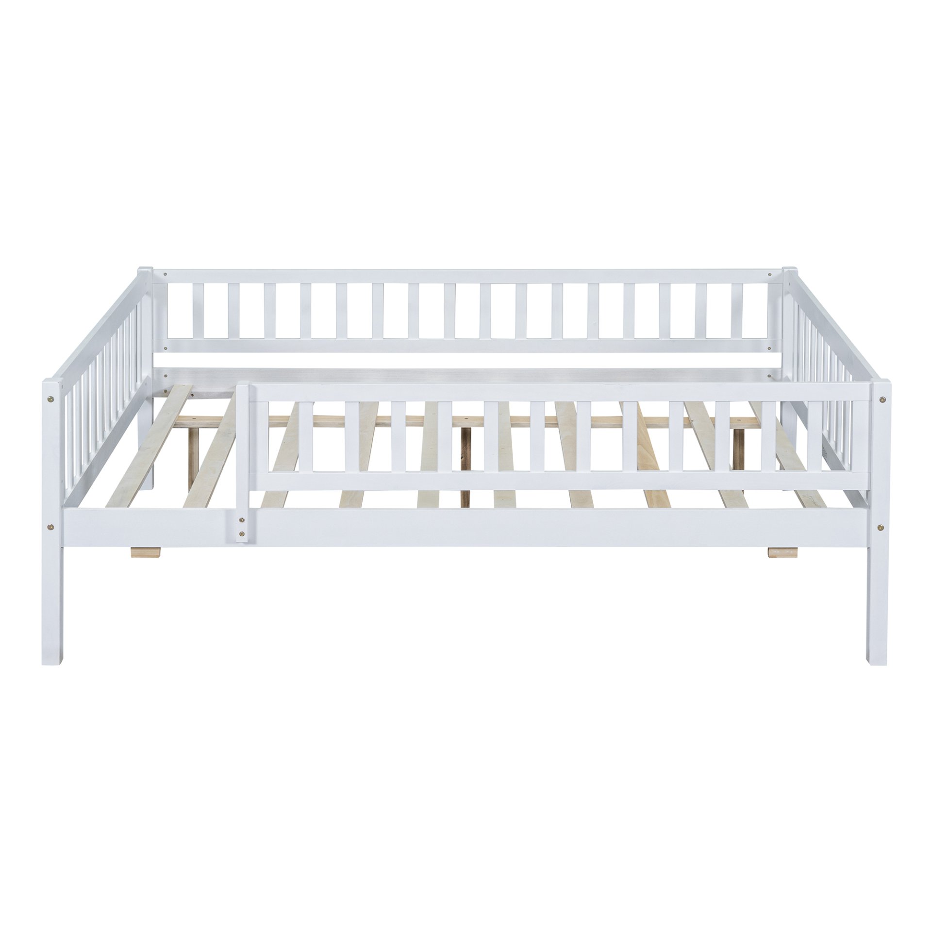 Full Size Daybed With Trundle And Fence Guardrails - White - Image 7