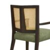 Mid Century Modern Arm Dining Chair (Set of 2) With Rattan Backrest - Dark Brown / Green - Image 10