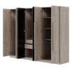 6 Doors Wardrobe Storage For Bedroom, With 2 Drawers Inside - Black / Nature - Image 5