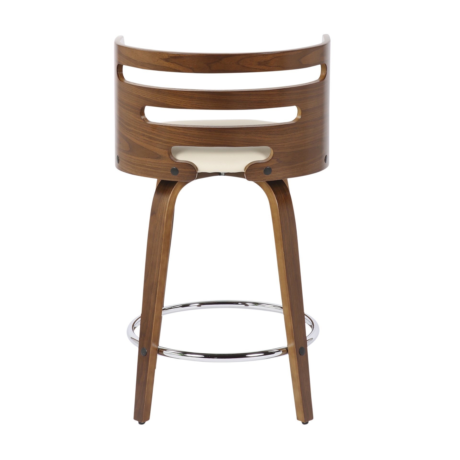 Cosini - Mid-Century Modern Counter Stool With Swivel (Set of 2) - Walnut / Cream - Image 5