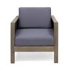 Outdoor Club Chair With Wicker Accents And Water Resistant Cushions - Gray - Image 4