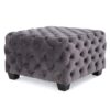 Modern Glam Velvet Ottoman With Button Tufted Diamond Stitch Design - Gray - Image 5