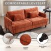 Mid Century Modern Chenille Fabric Loveseat Sofa With Wood Feet, 2 Seat Upholstered Couch - Orange - Image 5