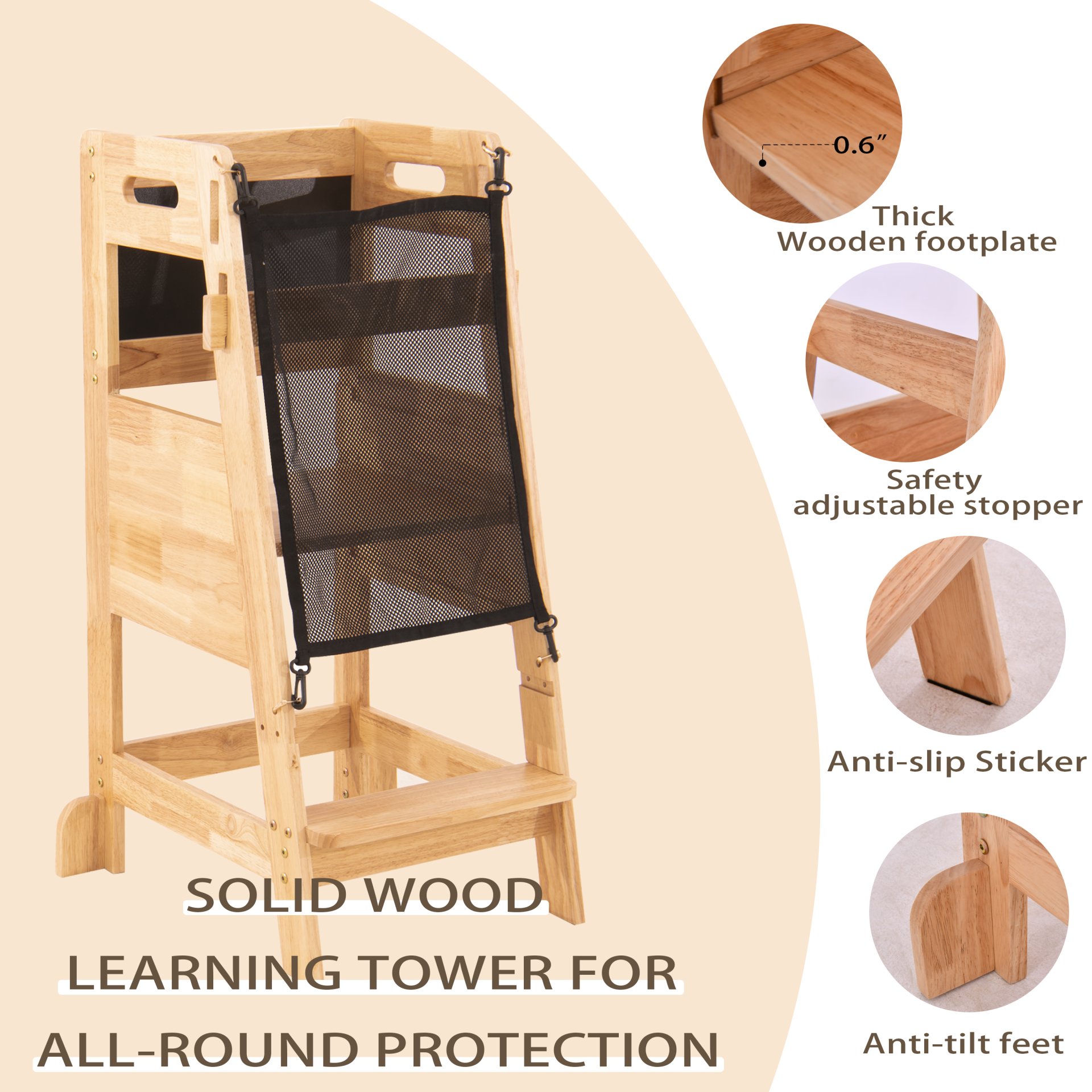 Solid Wood Learning Tower - Wood - Image 4