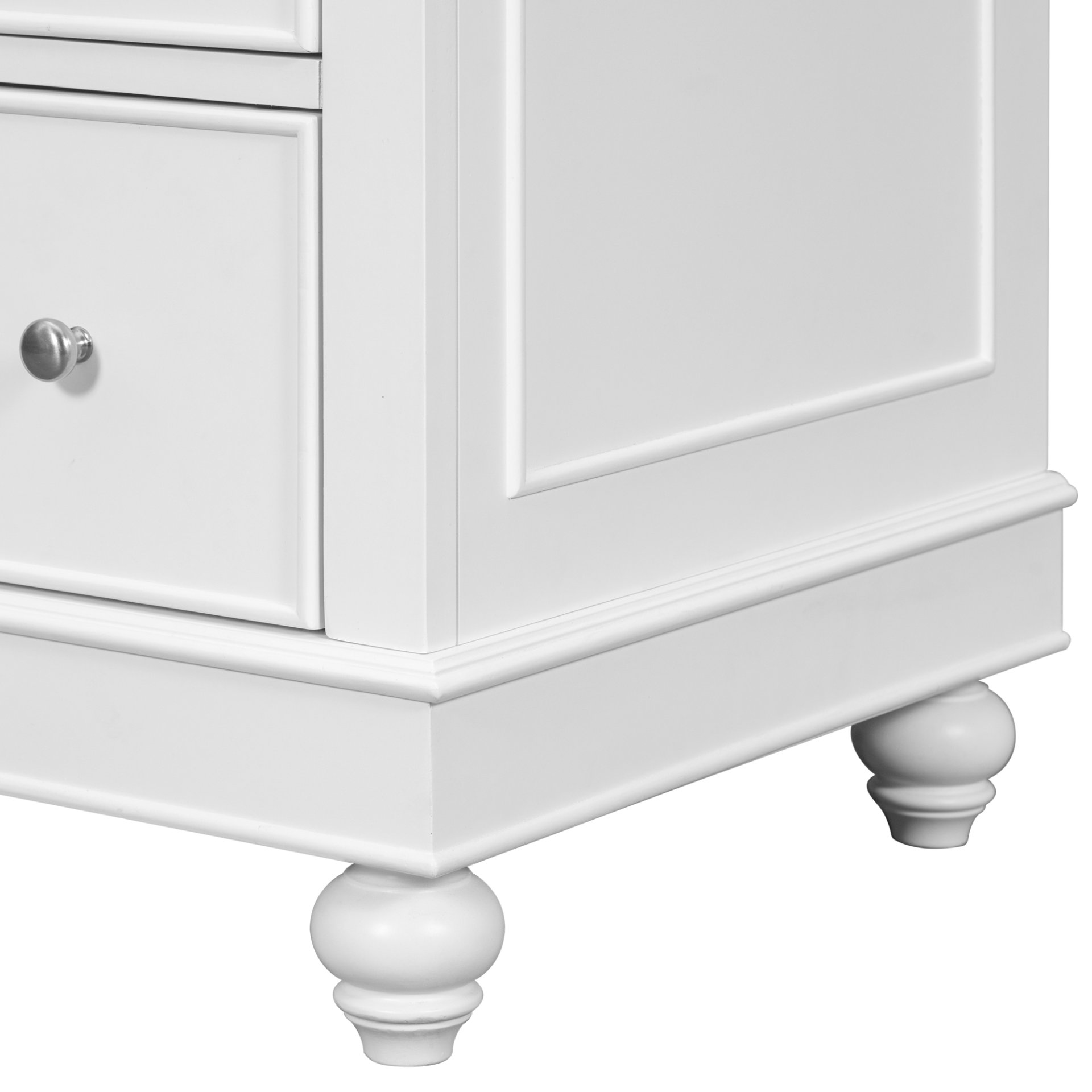 Contemporary Bathroom Vanity Cabinet, 4 Drawers & 1 Cabinet Door, Multipurpose Storage, Resin Integrated Sink, Adjustable Shelves, Solid Wood Frame With MDF - White - Image 24
