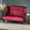 Nurturing - Upholstered Loveseat With Wing Back And Diamond Tufting - Wine Red - Image 2
