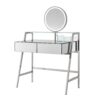 33.9" Mirrored Makeup Vanity Desk With Mirror And Lights, Mirrored Console Vanity Table With 2 Big Drawers & Open Shelf, Dressing Table With Charging Station For Bedroom - Silver - Image 9