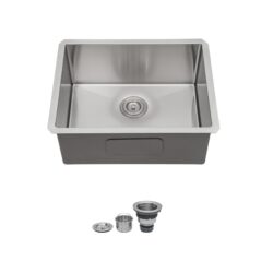 21" Undermount Kitchen Sink, 16 Gauge, 9" Deep Single Bowl - Brushed Nickel
