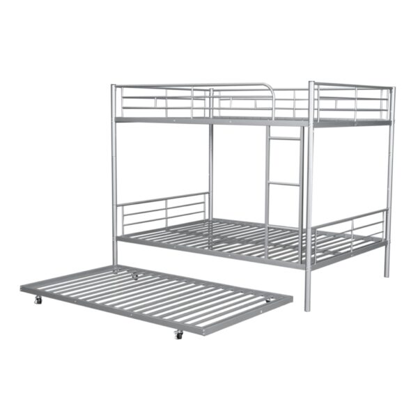 Full Over Full Metal Bunk Bed With Trundle - Silver