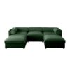 Elegant Chenille Sofa With Storage Seat And Ottoman U Shaped 3 Seater Cylindrical Backrest And Armrests - Green - Image 16