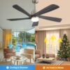 Modern Ceiling Fan With Dimmable LED Light 5 Solid Wood Blades Remote Control Reversible Dc Motor With Smart App Control - Nickel - Image 8