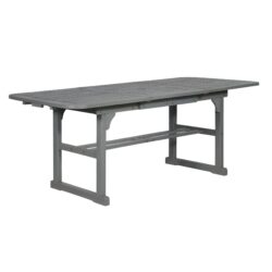 Modern Slat Top Solid Acacia Wood Butterfly Outoor Dining Table - Gray Wash