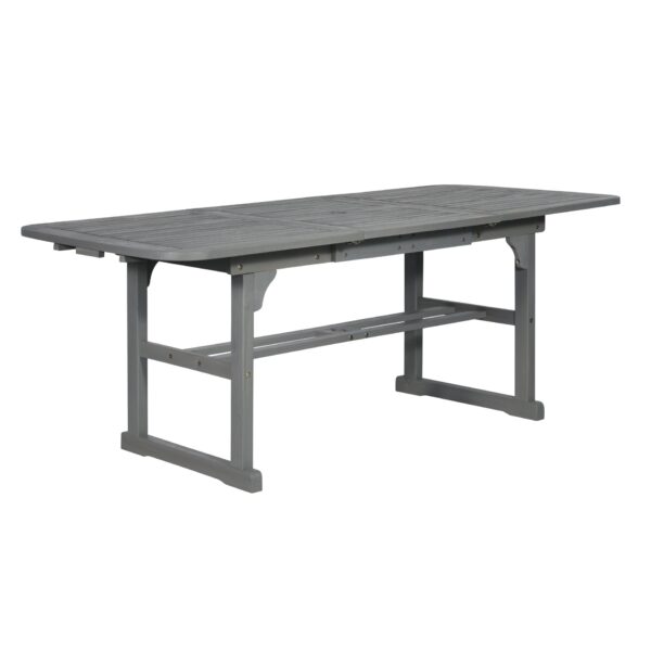 Modern Slat Top Solid Acacia Wood Butterfly Outoor Dining Table - Gray Wash