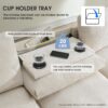 Sectional With Bluetooth Speaker Comfy Cloud Couch Set With Drop Down Table Cup Holders, USB Charger Storage Armrest Wide Seat Sofa - Beige - Image 19