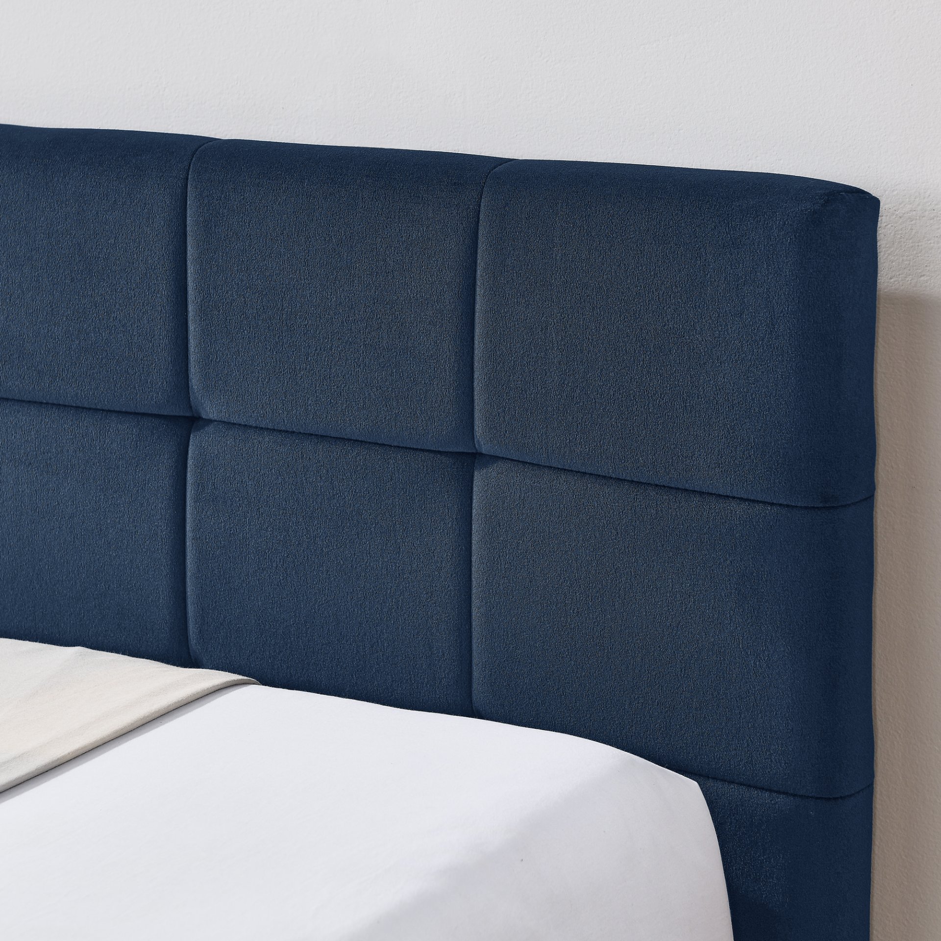 Mid Century Velvet Full Size Upholstered Tufted Bed Frame With Comfortable Backrest And Armrests - Dark Blue - Image 7