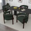 Modern Accent Chair Teddy Upholstered Armchair With Open Back 3 Legs Barrel Dining Chair Comfy Side Chair (Set of 2) - Emerald - Image 10