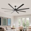 Industrial DC Motor Ceiling Fan, Large Ceiling Fan With 8 Reversible Blades, 5 Speed Remote Control, Home Or Commercial Ceiling Fans For Porch / Garage / Shop - Black - Image 3
