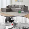 Compression Sectional Couch With Comfy Chaise, Boneless L Shape Sofa With Deep Seat, Minimalist Modular Couches Sleeper - Gray - Image 7