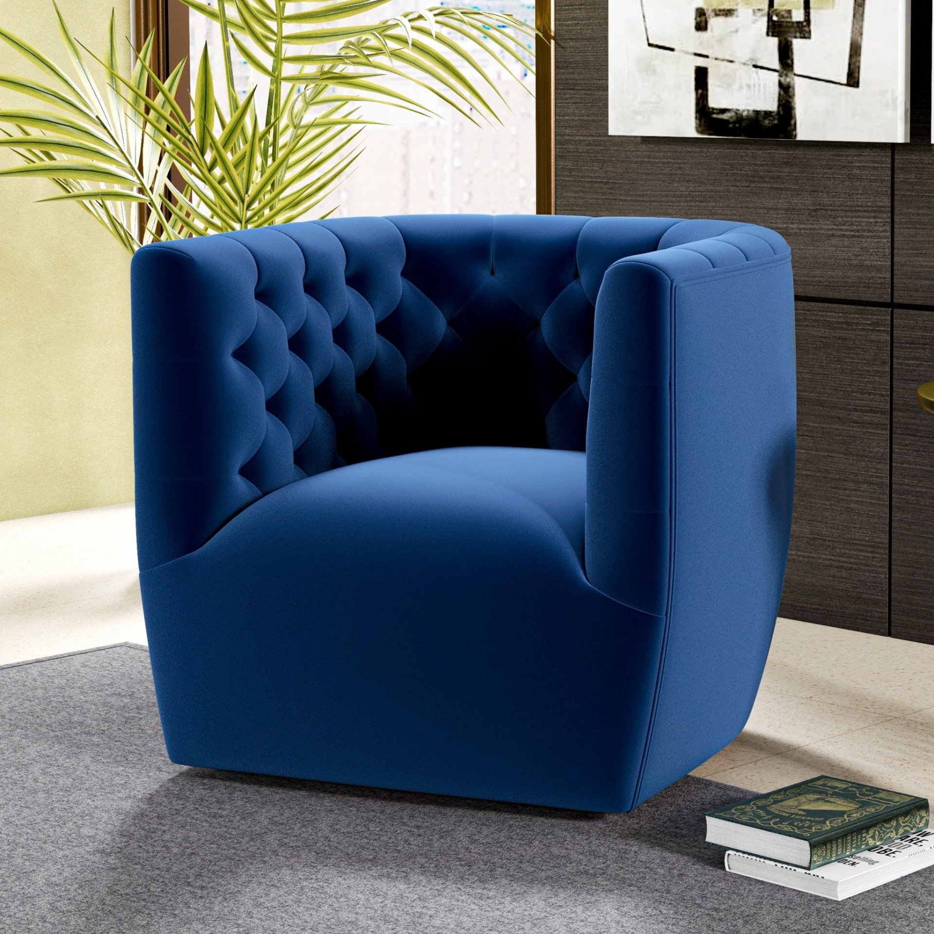 Delaney - Swivel Chair - Dark Blue - Image 11