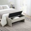 Modern Bed End Bench With Storage, Upholstered Large Foot Rest Stool, Comfy Window Vanity Bench For Living Room, Dorm, Coffee Table, Linen - Light Gray - Image 4