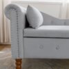 Chaise Lounge Indoor, Velvet Lounge Chair For Bedroom With Storage & Pillow, Modern Upholstered Rolled Arm Chase Lounge For Sleeping With Nailhead Trim For Living Room Bedroom Office - Gray - Image 16