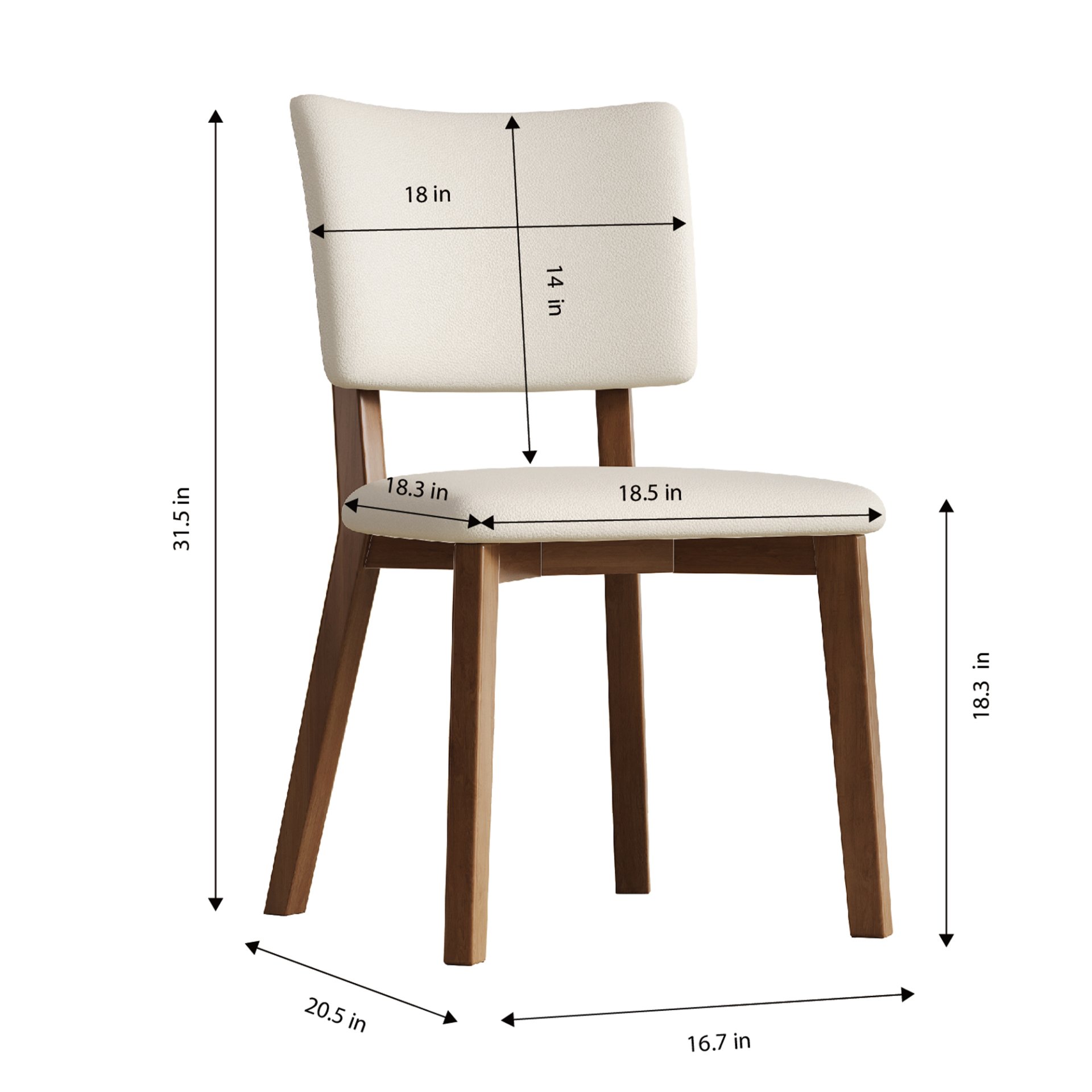 Dining Chair (Set of 2) - White / Deep Walnut - Image 3