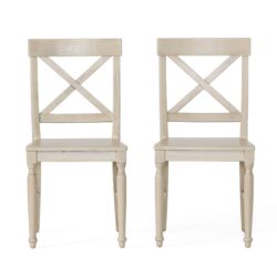 Dining Chair With X Shaped Back (Set of 2) - Antique White