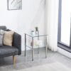 Modern 2 Piece Side Table With Storage Shelf, Tempered Glass, Space Saving Design - Clear - Image 2