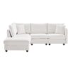 Modern Sectional Sofa With Vertical Stripes, 2 Pillows, 5 Seat Couch With Convertible Ottoman, Various Combinations, L-Shape Indoor Furniture - White - Image 25