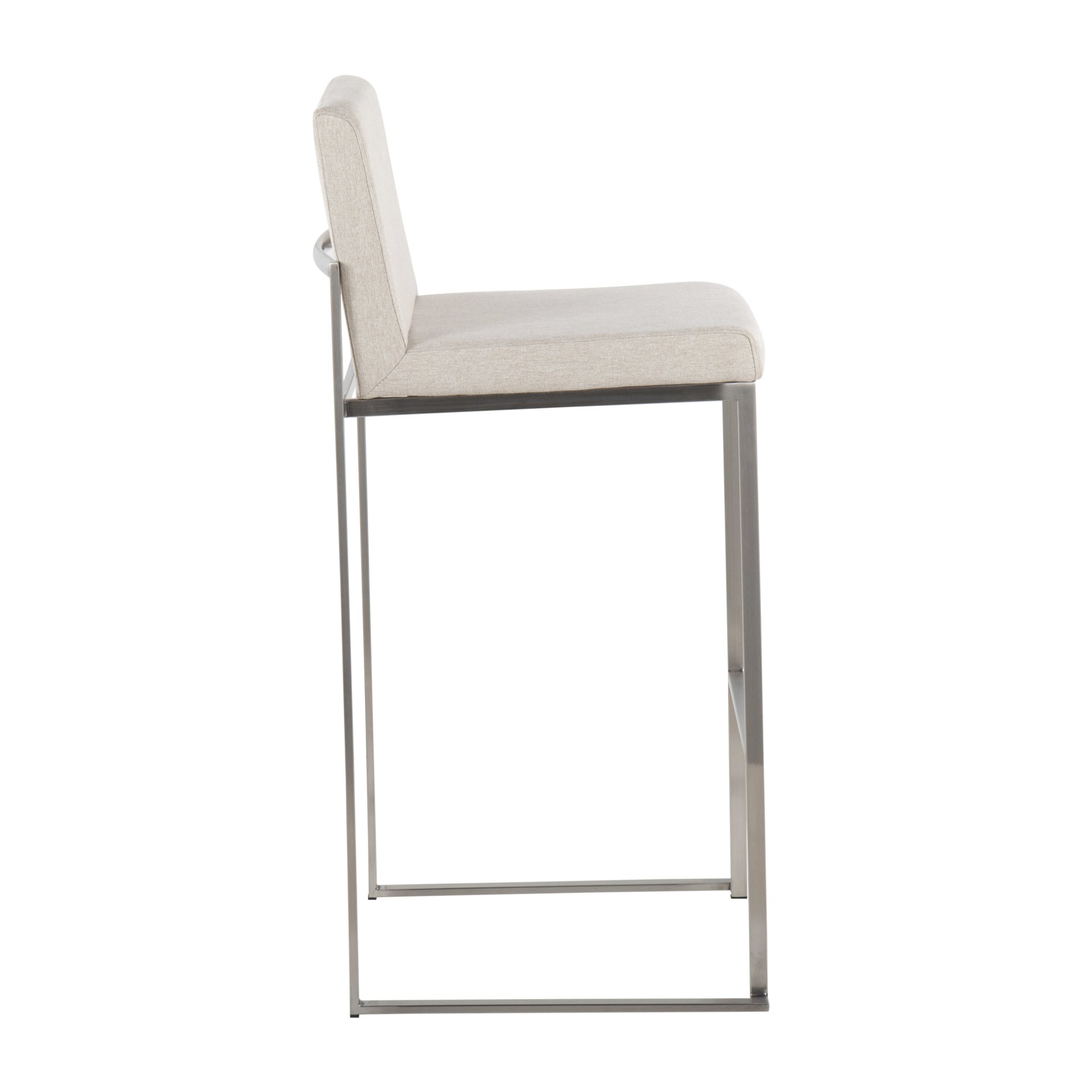 Fuji - Contemporary High Back Barstool (Set of 2) - Beige - Image 3