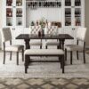 6 Piece Dining Table And Chair Set With Special-Shaped Legs And Foam-Covered Seat Backs&Cushions For Dining Room - Espresso - Image 4