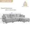 Multi Module Combination Style Sofa For Living Room And Other Lounge Spaces, Modern Minimalist Corduroy Combination Sofa With 2 Comfort Cushions With USB & C Charging Ports - Gray - Image 17