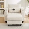 Convertible Chaise Lounge Sofa Chair Sofa Bed With USB Ports, Cup Holders, Phone Holder, And Storage - Beige - Image 15