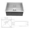 Single Bowl Undermount Workstation Kitchen Sink 23" X 19" X 10" With Accessories - Brushed Nickel - Image 3