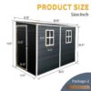 Outdoor Storage Shed With Floor Resin Shed With Two-Window, Waterproof, Lockable Doors For Patio, Yard, Lawn - Black - Image 3