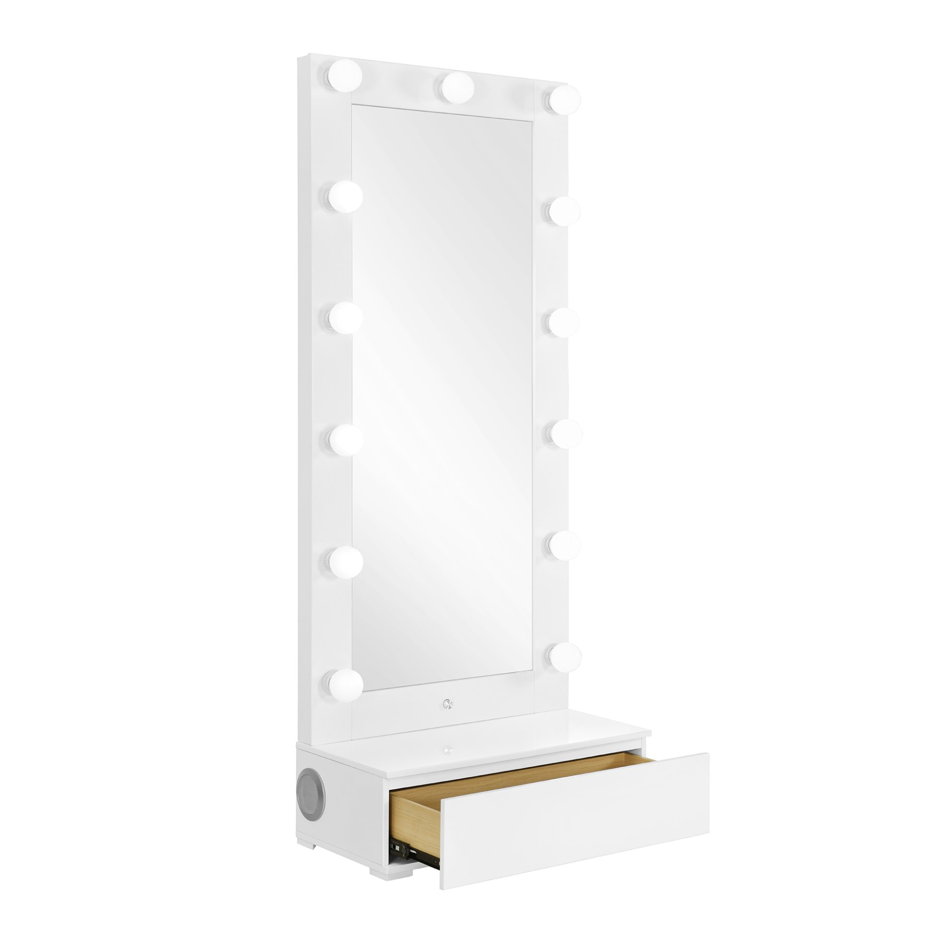 Elisa - Narrow Tall Mirror With Speaker And Drawer - White - Image 5