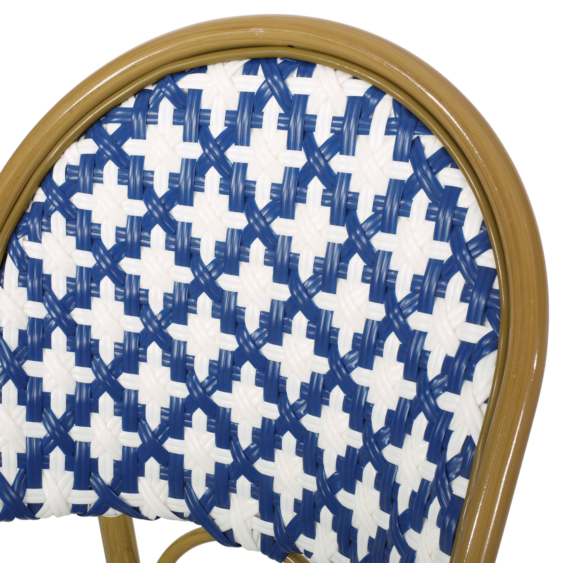 Elegant French Bistro Chair Set With Durable Aluminum Frame And Polyethylene Rattan - White / Navy - Image 11
