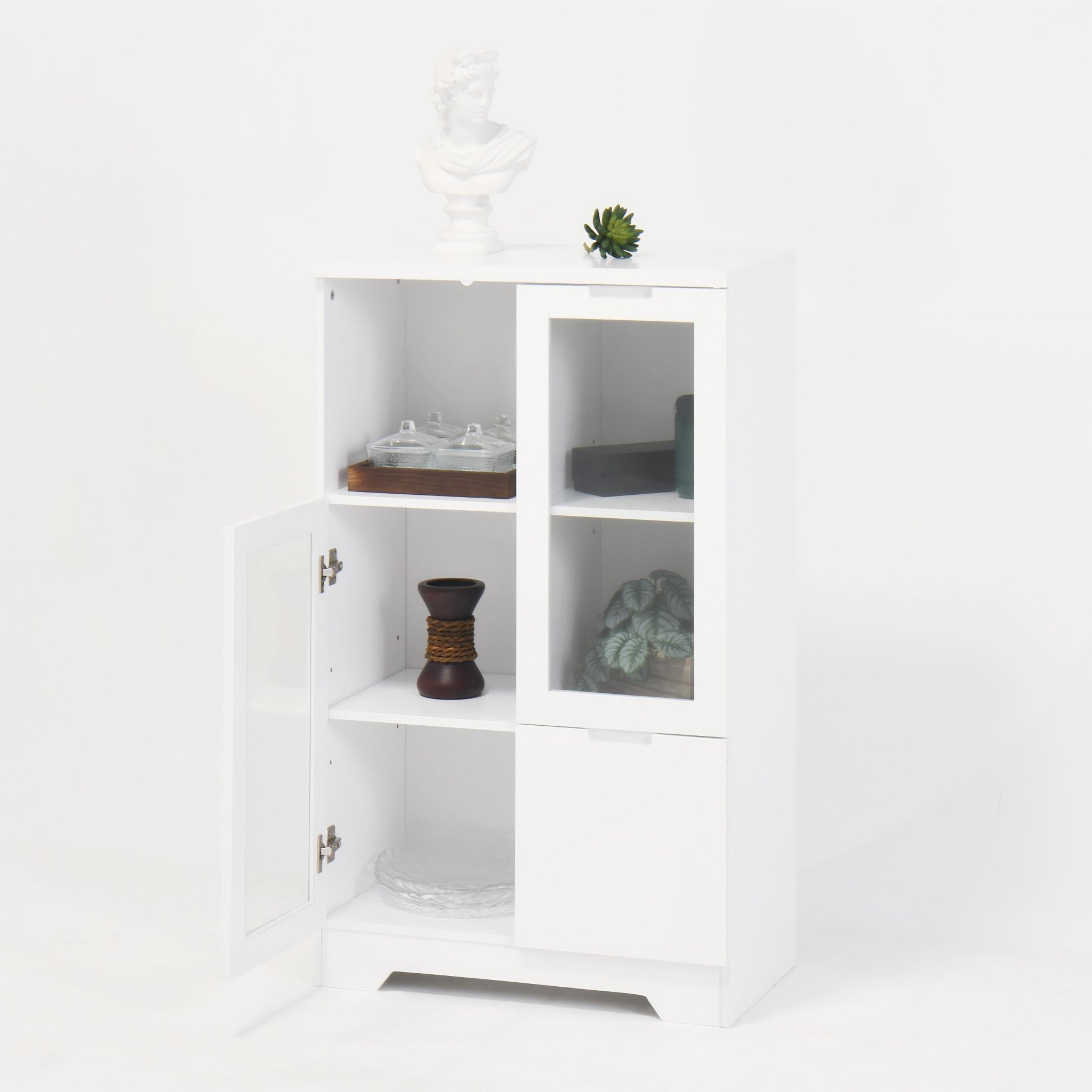 Modern Painted Cabinet With Glass Doors And Drawer - White - Image 23