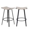 Counter Height Bar Stools Backless Handwoven Kitchen Dining Chairs With Round Footrest (Set of 2) Weaving Pub Stoo - Creamy White - Image 14