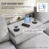Sectional With Bluetooth Speaker Comfy Cloud Couch Set With Drop Down Table Cup Holders, USB Charger Storage Armrest Wide Seat Sofa - Gray - Image 19