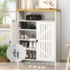 Modern Minimalist Shoe Cabinet With Sliding Door Design - White - Image 11