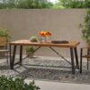 Outdoor Dining Table With Slat Wooden Panel And Turnbuckle Accents - Teak - Image 4