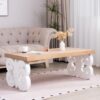 Ornate Coffee Table, Rectangular Table With Carved Base, Living Room Accent Table - Natural - Image 2