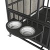 Modern Kennel Dogs Room Up To 60 Lb, Dog Crate Furniture With Multi-Purpose Rremovable Ttray, Double-Door Dog House, Lift Panel, 360 Degree Rotation, 3 Height Adjustable Feeding Bowls - Antique Gray - Image 7