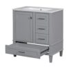 Bathroom Vanity, Modern Bathroom Cabinet With Sink Combo Set, Bathroom Storage Cabinet With A Soft Closing Door And 3 Drawers, Solid Wood Frame - Gray - Image 11