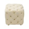 Modern Velvet Upholstered Ottoman, Exquisite Small End Table, Soft Foot Stool, Dressing Makeup Chair, Comfortable Seat For Living Room, Bedroom, Entrance - Beige - Image 12