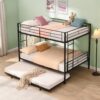 Full Over Full Modern Metal Bunk Bed With Trundle - Black - Image 4