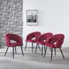 Modern Chair With Golden Color Iron Tube Legs, Soft Cushions And Comfortable Backrest, Suitable For Dining Room, Living Room, Cafe, Hairball Back (Set of 2) - Wine Red - Image 5